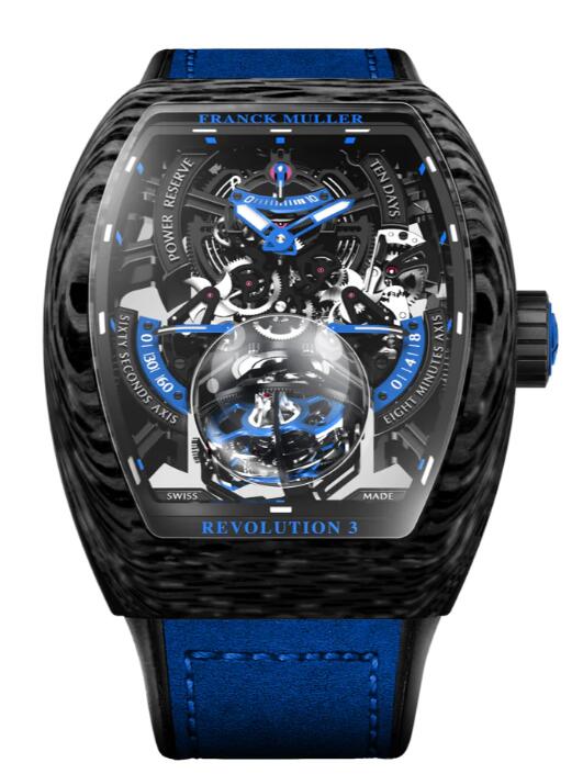 FRANCK MULLER Vanguard Revolution 3 Skeleton Carbon - Blue V50 REV 3 PR SQT CARBONE NR (BL) Replica Watch